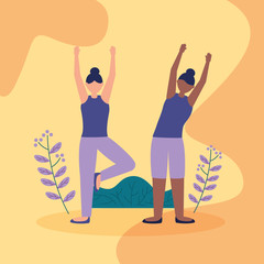 Sticker - people yoga outdoor flat design image