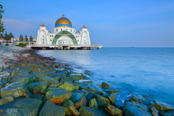 Wall Mural - Malacca Straits Mosque ( Masjid Selat Melaka), It is a mosque located on the man-made Malacca Island near Malacca Town, Malaysia