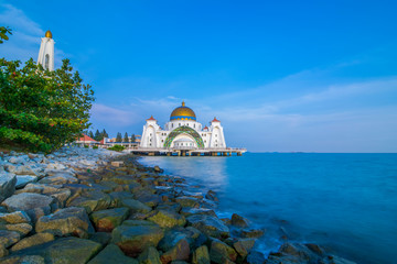 Wall Mural - Malacca Straits Mosque ( Masjid Selat Melaka), It is a mosque located on the man-made Malacca Island near Malacca Town, Malaysia