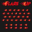 © Elena - Burning alphabet and numbers. Red fame flat style isolated on the black background. Vector illustration.