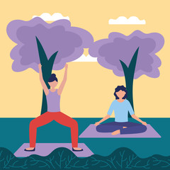 Sticker - yoga outdoor flat design image