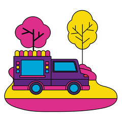 Poster - food truck park street trees design