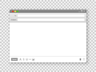 Poster - Email window. Blank text message frame interface interfaces for internet website on transparent background vector image
