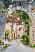Gity Gate Entrance To Medieval Town Of Saint-Cirq-Lapopie, Lot Department, Midi-Pyr?n?es, France.
