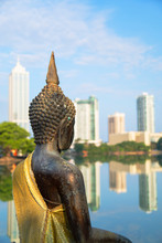 Statue At Seema Malakaya On Bere Lake, Colombo, Sri Lanka