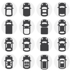 Poster - Cars top view icons set on background for graphic and web design. Simple illustration. Internet concept symbol for website button or mobile app.