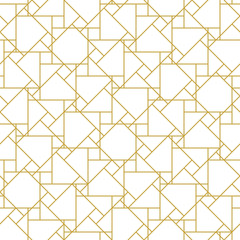 Wall Mural - Monochrome geometric linear seamless vector pattern in gold color