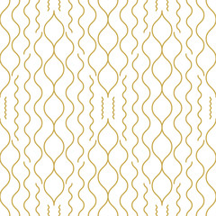 Wall Mural - Abstract wavy linear seamless vector pattern in gold