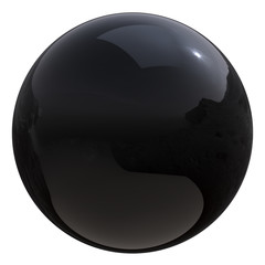 Black sphere bubble oil drop close-up sparkling. Circle ball button