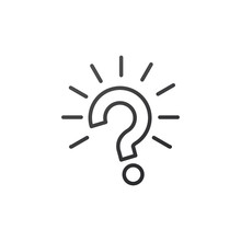 Outline Question Mark With Rays Burst Icon Vector Illustration On White Background