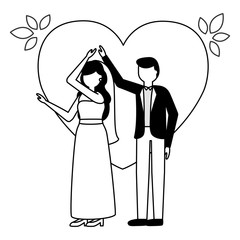 Wall Mural - couples wedding bride and groom love heart