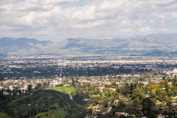 Beautiful view of Los Angeles city from Hollywood Hills and Sunset Blvd