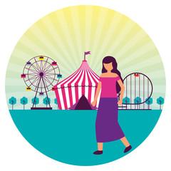 Canvas Print - woman festival fun fair event amusement park