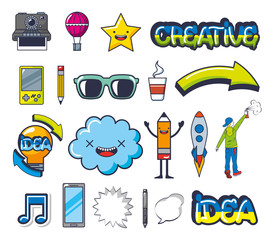 Poster - bundle of creative photographic ideas set icons