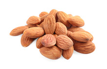 Organic Dried Apricot Kernels On White Background