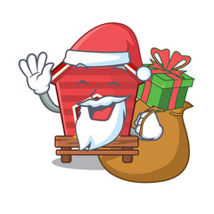 Poster - Santa with gift toy chicken coop in cartoon table