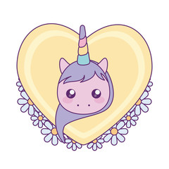 Wall Mural - head of cute little unicorn baby in heart