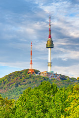 Wall Mural - Awesome view of Namsan Seoul Tower in Seoul, South Korea