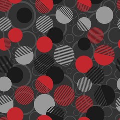 Wall Mural - Seamless pattern of colorful dots and geometric circle modern on dark