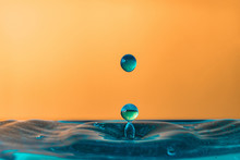 Drop Of Water, Blue Water Drop, Water Splash Close-up