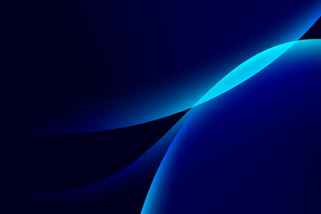 Wall Mural - abstract light blue curve graphic on dark background, copy space composition.