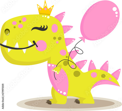 Cute baby girl dinosaur wit...