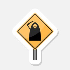 Wall Mural - Reaper warning sign of attention. Death Danger Yellow sign