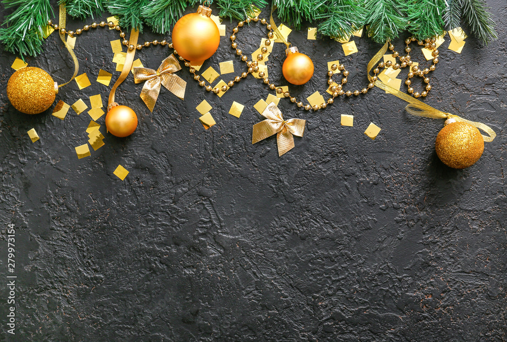 Beautiful Christmas composition on dark background