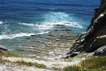 France. The rocky coast of La Corniche Basque