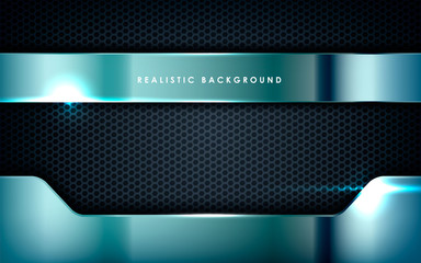 Wall Mural - silver abstract dimension on black texture background. realistic overlap layers texture with lights 