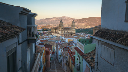 Wall Mural - Jaen city with its steep streets, colorful houses and Cathedral - Jaen, Andalusia, Spain