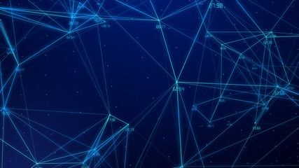 Aufkleber - abstract connected dots plexus networking light blue background with code number running