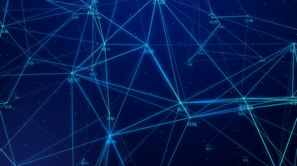 Aufkleber - abstract connected dots plexus networking light blue background with code number running