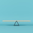 3d render outstanding wooden seesaw with blue background. minimal concept
