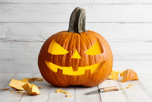 Carving Jack-o-Lantern For Halloween Celebration