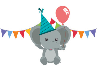 Canvas Print - cute elephant with balloon helium