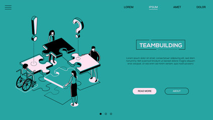 Aufkleber - Teambuilding - line design style isometric web banner