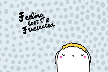 Leinwandbilder - Feeling lost and frustrated hand drawn vector illustration in cartoon style with cute men