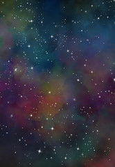 Wall Mural - star field in galaxy space with nebula, abstract watercolor digital art painting for texture backgro