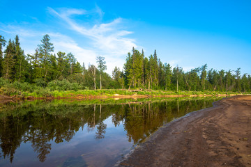 Sticker - landscape with river and blue sky