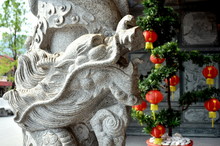 Stone Dragon Carving At A Chinese Temple
