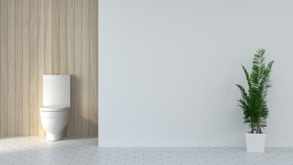 Minimalist clean white empty toilet room interior,shower,modern home design background white tile bathroom 3d rendering Scandinavian design style,Free space for text