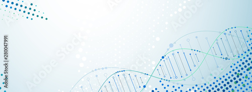 Leinwand Poster  Science template, wallpaper or banner with a DNA molecules
