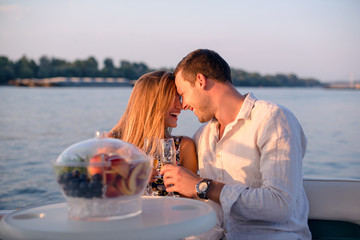 Wall Mural - Wine, boat and romantic time