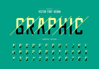 Poster - Sliced font and alphabet vector, Typeface and letter number design, Graphic text on background