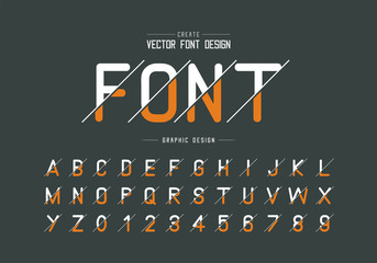 Poster - Sliced font and alphabet vector, Typeface letter and number design, Graphic text on background