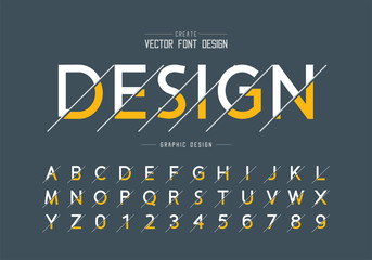 Poster - Sliced font and alphabet vector, Design typeface and number, Graphic text on background