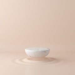 Fototapete - 3d render abstract pastel color mock up scene. marble podium and pink background for product.