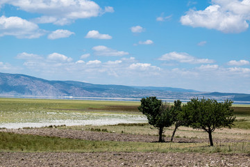 Wall Mural - Turkey, the road to Acigol Lake (the Bitter Lake), endorheic basin 60 km east of Denizli, in the inner Aegean Region, famous for its sodium sulfate reserves extensively used in the industry 