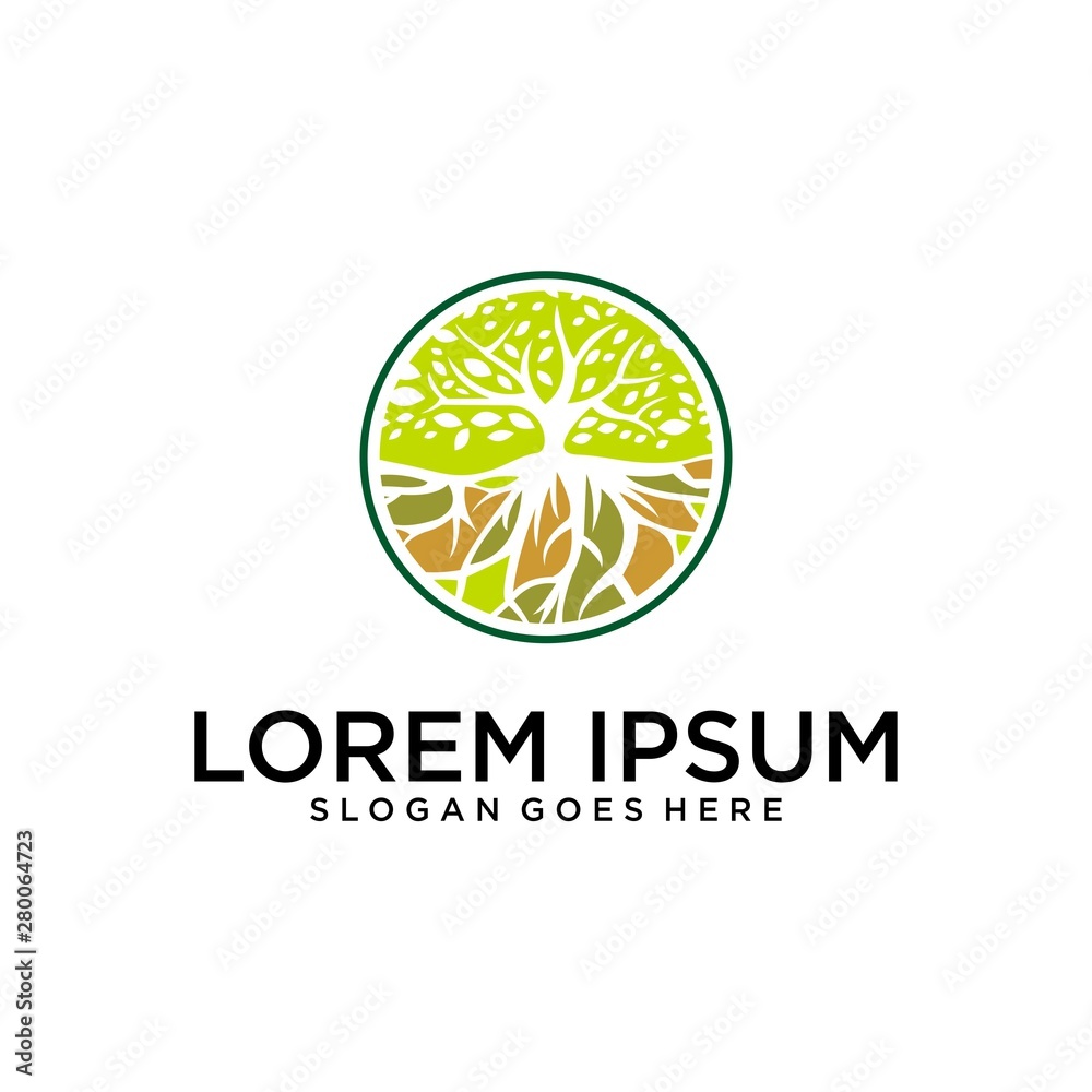Tree silhouette with root , logo design template Stock Vector | Adobe Stock